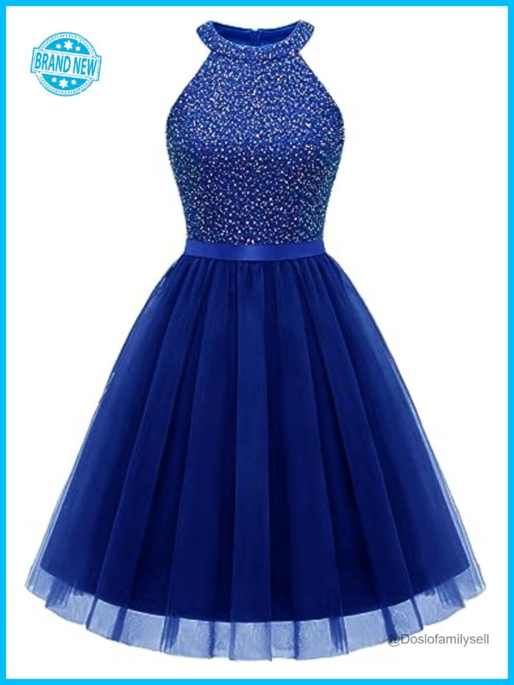 Sparkly Sequin Halter A-Line Mini Homecoming Prom Dress
